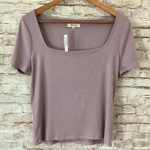 NWT Madewell Lavender Ribbed Square Neck Tee Large